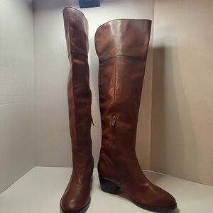 FRYE Clara Over-The-Knee Tall Leather Boots Size 7 Brown MSRP $398